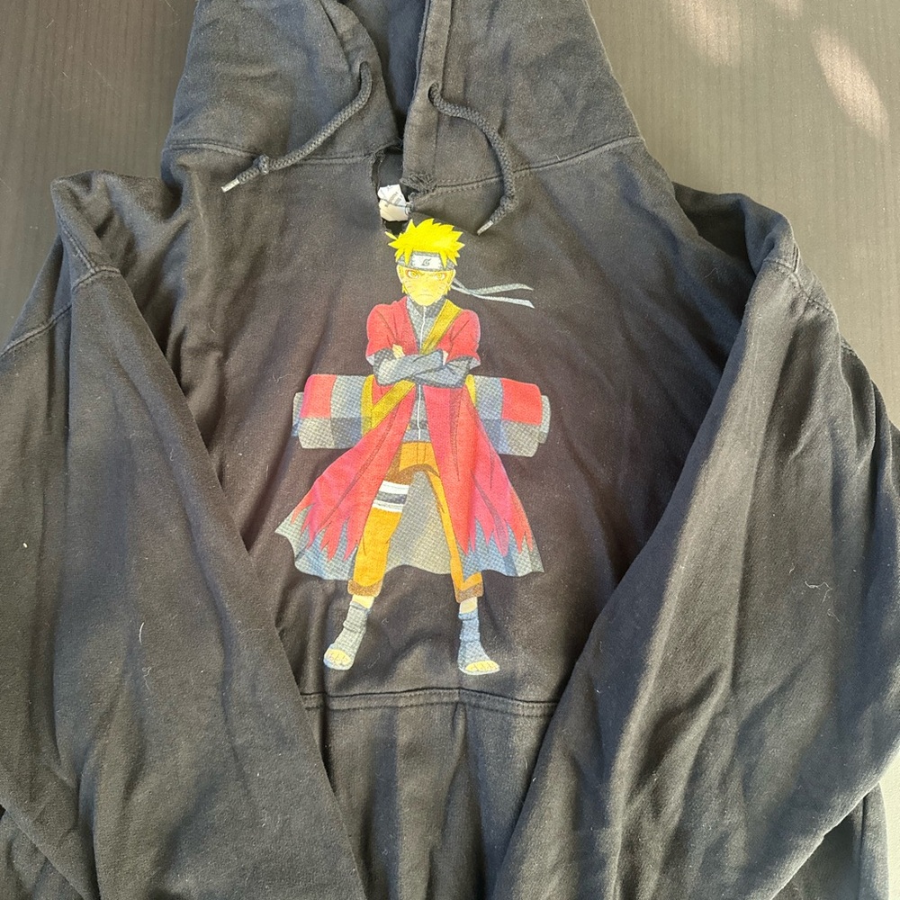 Black Hoodie with Anime Character Design
